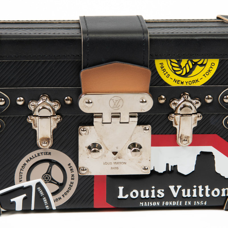 Louis Vuitton Limited Edition Black Epi Leather World Tour Petite Malle Bag