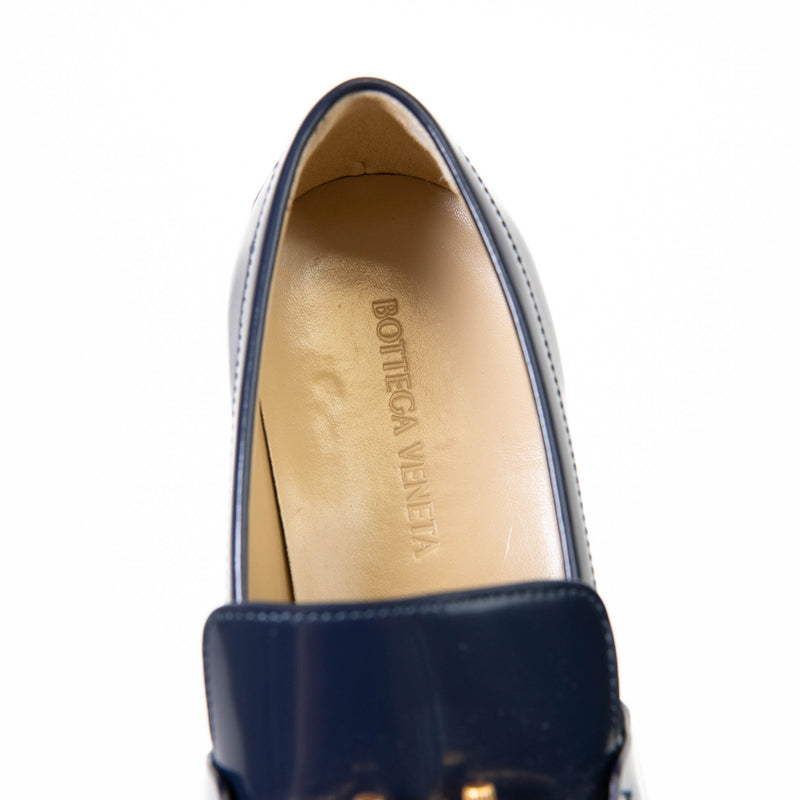 Bottega Veneta Dark Blue Leather Monsieur Loafers Size 9