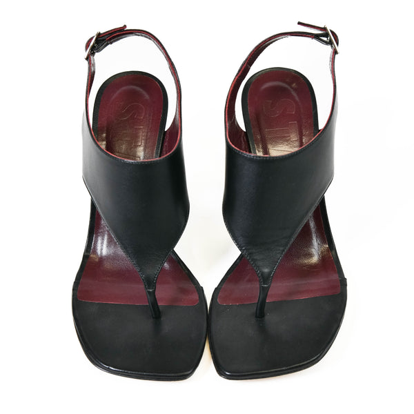 Staud Black and Burgundy Leather Alex Wedges Size 37