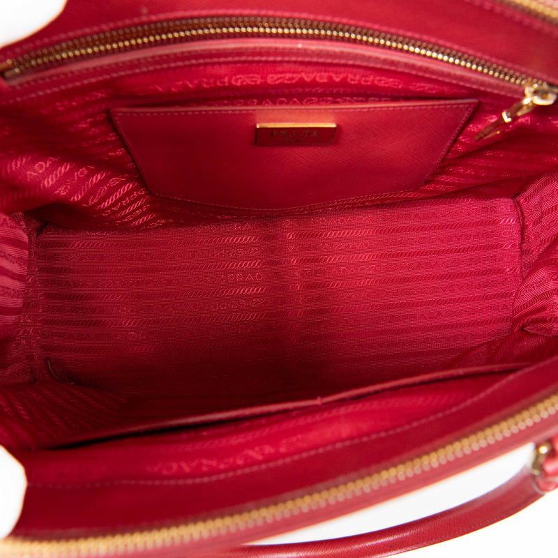 Prada Red Saffiano Leather Large Galleria Double Zip Tote