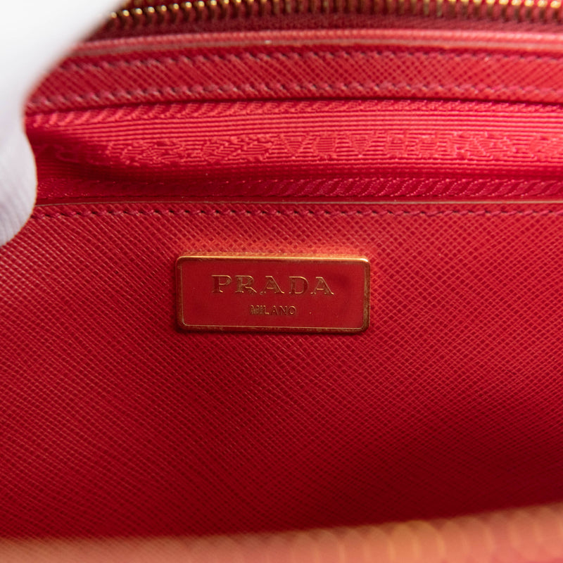 Prada Red Saffiano Leather Large Galleria Double Zip Tote