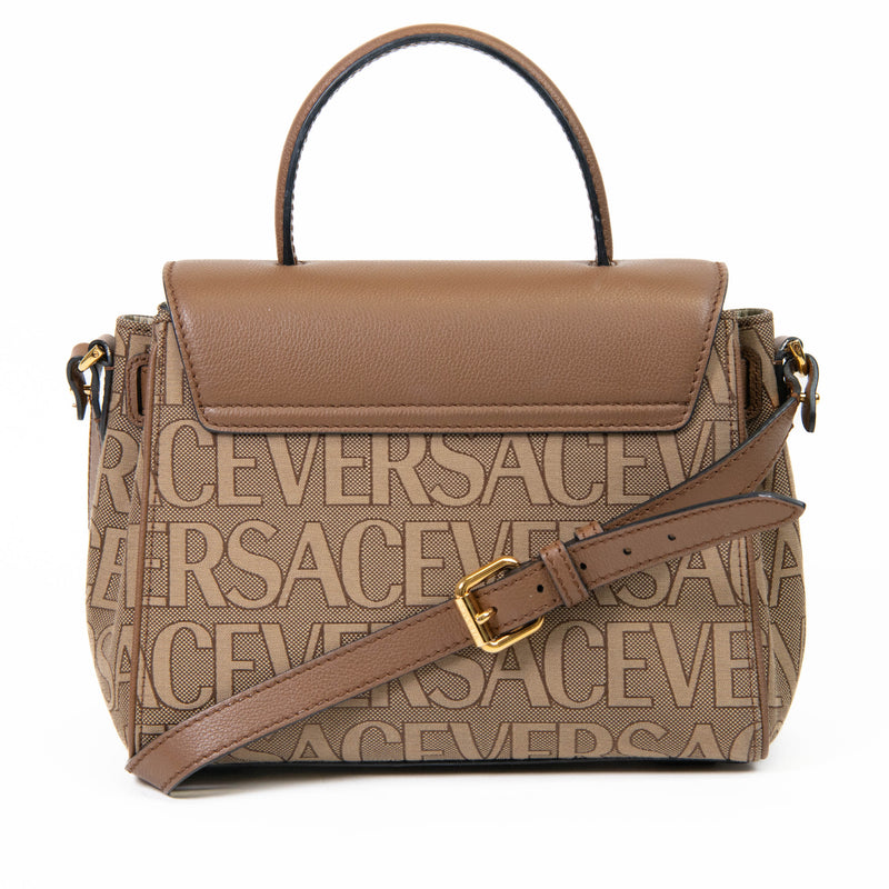 Versace Beige La Medusa Leather Plaque Medium Tote Bag