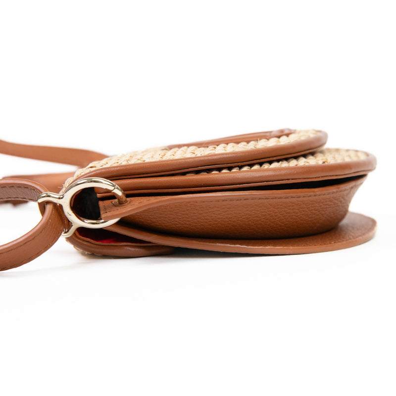 Christian Louboutin Tan and Beige Raffia and Leather By My Side Crossbody