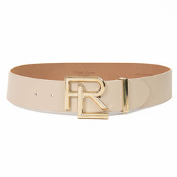 Ralph Lauren Logo-Buckle Beige Leather Belt Size 80CM