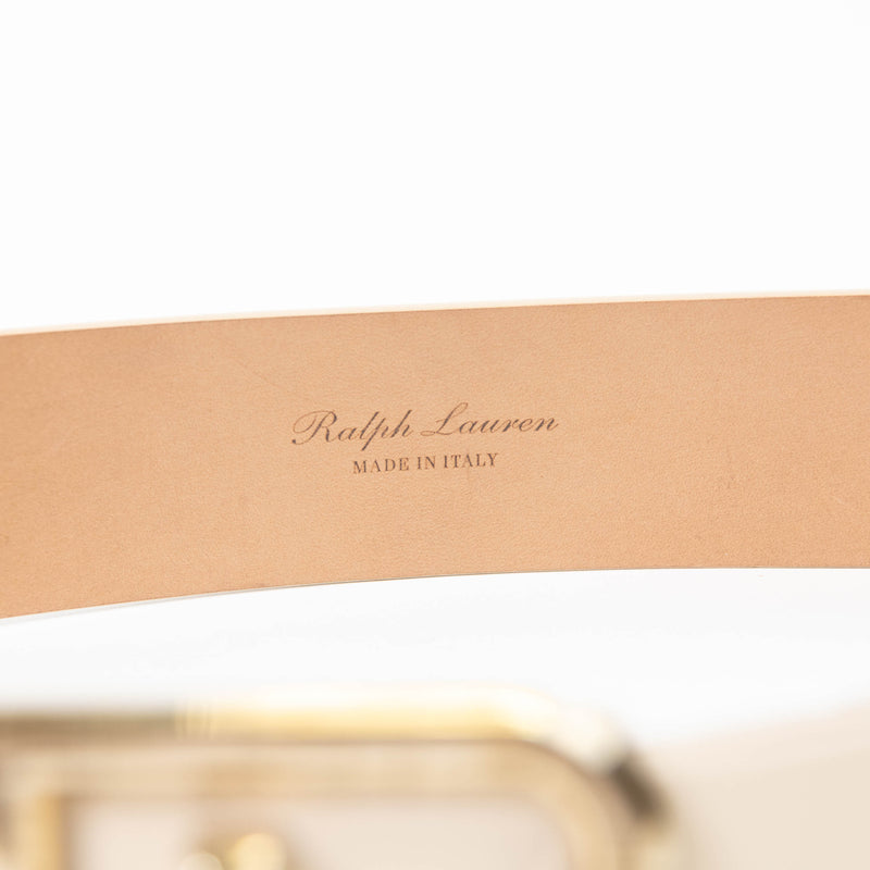 Ralph Lauren Logo-Buckle Beige Leather Belt Size 80CM