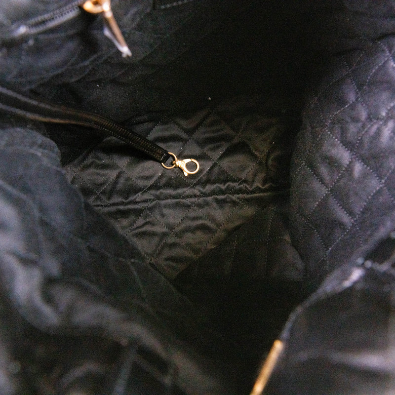 Chanel Black Shiny Calfskin Quilted Chanel 22 Backpack