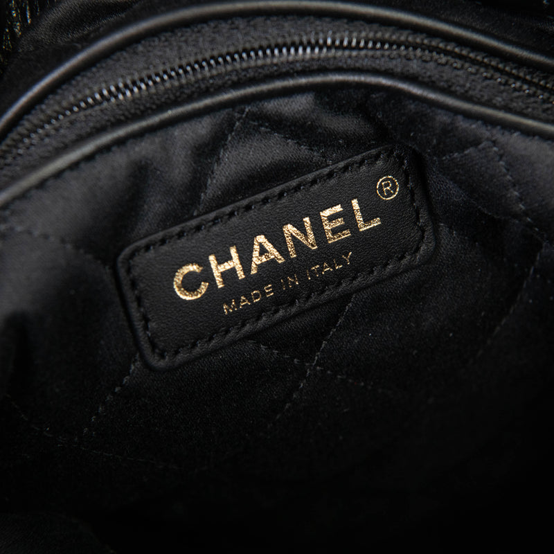 Chanel Black Shiny Calfskin Quilted Chanel 22 Backpack