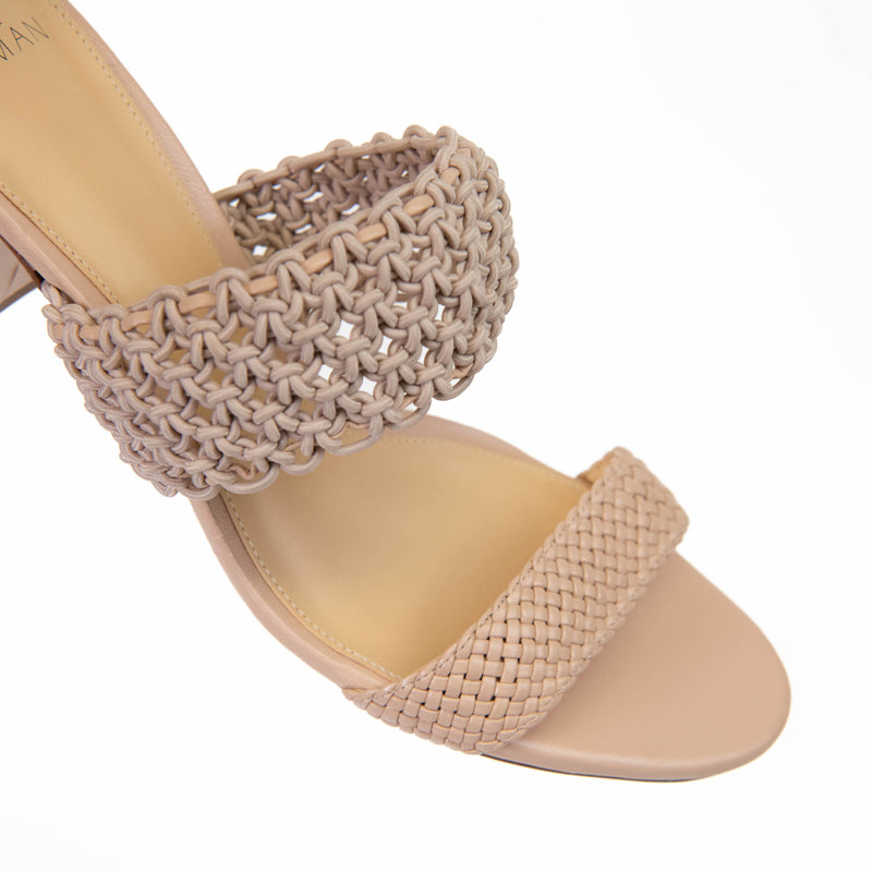 Alexandre Birman Beige Lanny Crochet Leather Slide Sandals Size 40.5