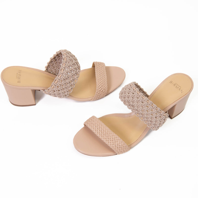 Alexandre Birman Beige Lanny Crochet Leather Slide Sandals Size 40.5