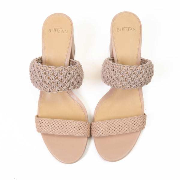 Alexandre Birman Beige Lanny Crochet Leather Slide Sandals Size 40.5