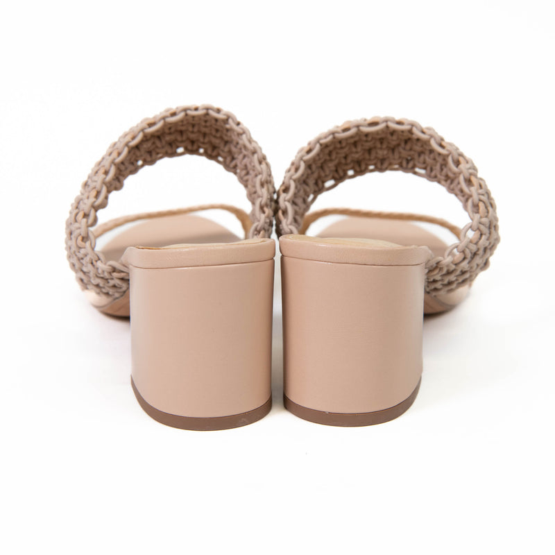 Alexandre Birman Beige Lanny Crochet Leather Slide Sandals Size 40.5