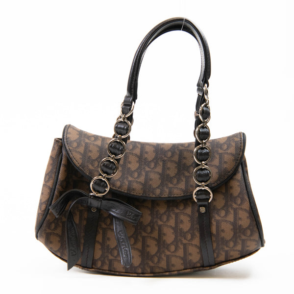 Christian Dior Brown Canvas Monogram Romantique Trotter Bag