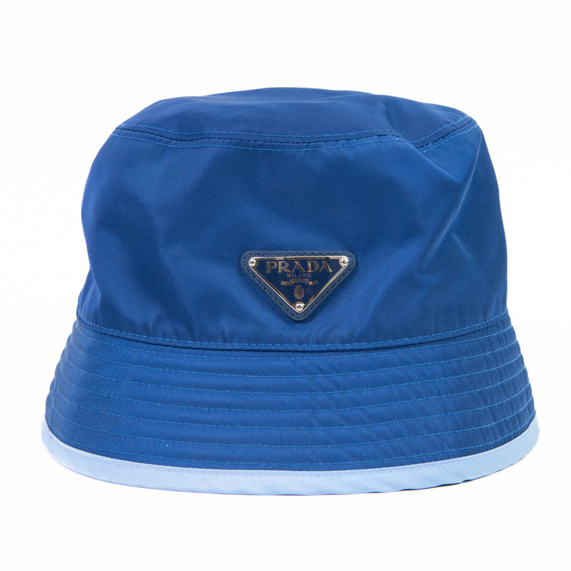 Prada Blue Logo Re-Nylon Bucket Hat