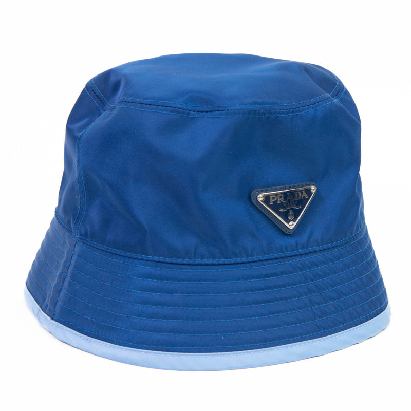 Prada Blue Logo Re-Nylon Bucket Hat