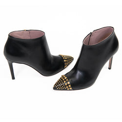 Gucci Black Leather Studded Coline Booties Size 35.5