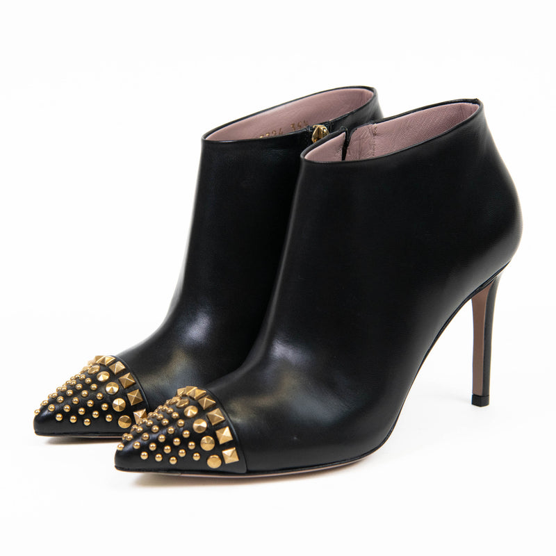 Gucci Black Leather Studded Coline Booties Size 35.5