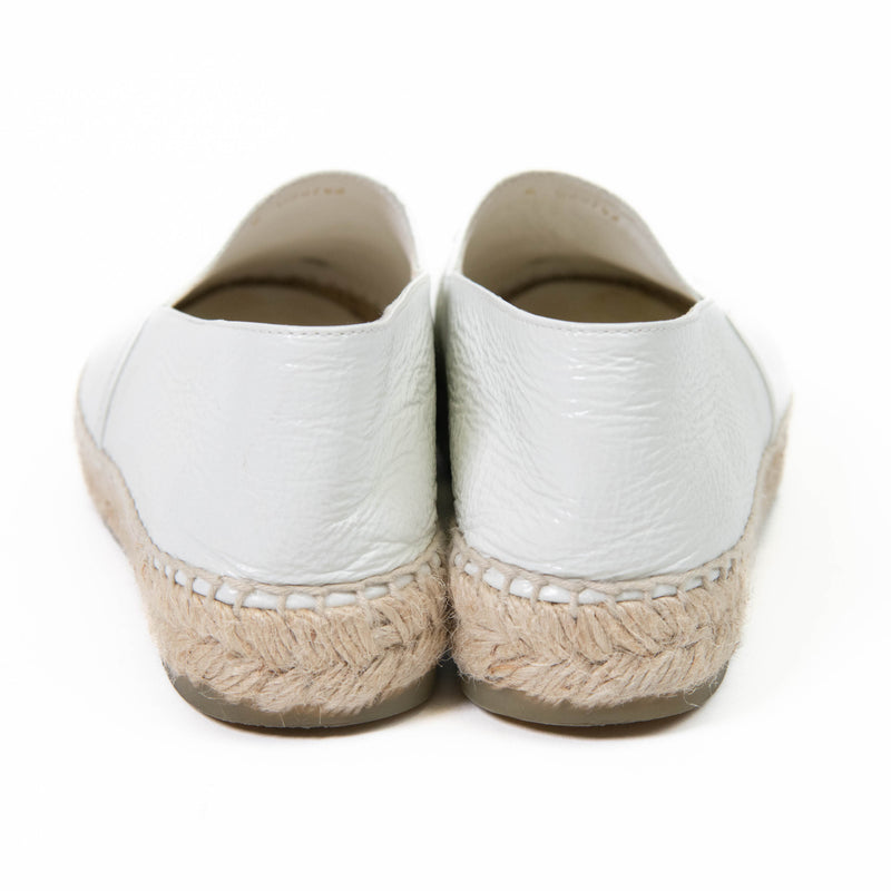 Chanel White Patent Calfskin Leather CC Espadrilles 37