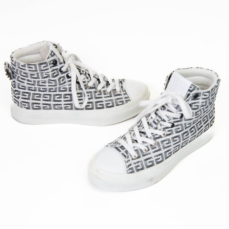 Givenchy Jaquard Black and White Print City 4G High Top Sneakers Size 39