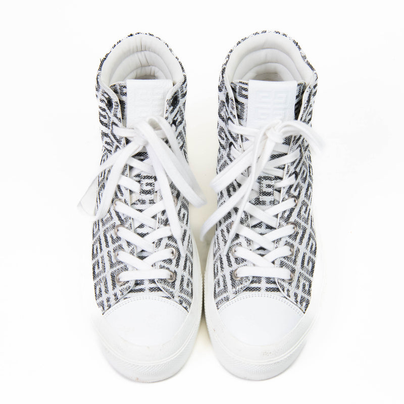 Givenchy Jaquard Black and White Print City 4G High Top Sneakers Size 39