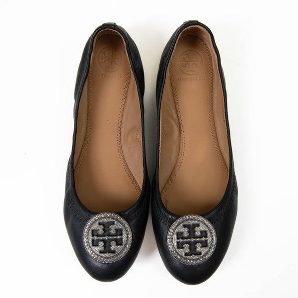 Tory Burch Liana black leather flat shoes size 7