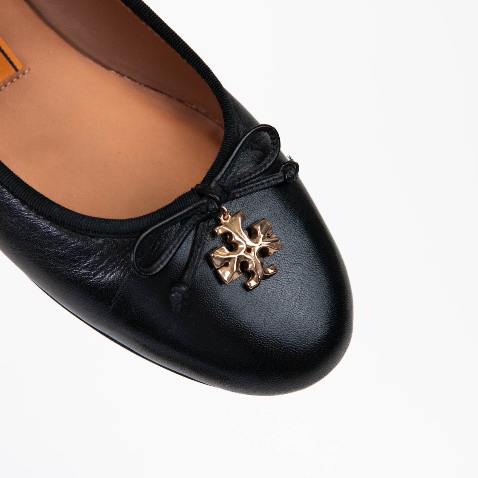 Tory Burch Charm black leather flat shoes size 7.5 – On Que Style