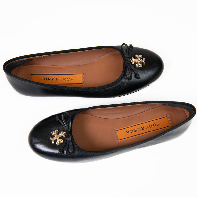 Tory Burch Charm black leather flat shoes size 7.5