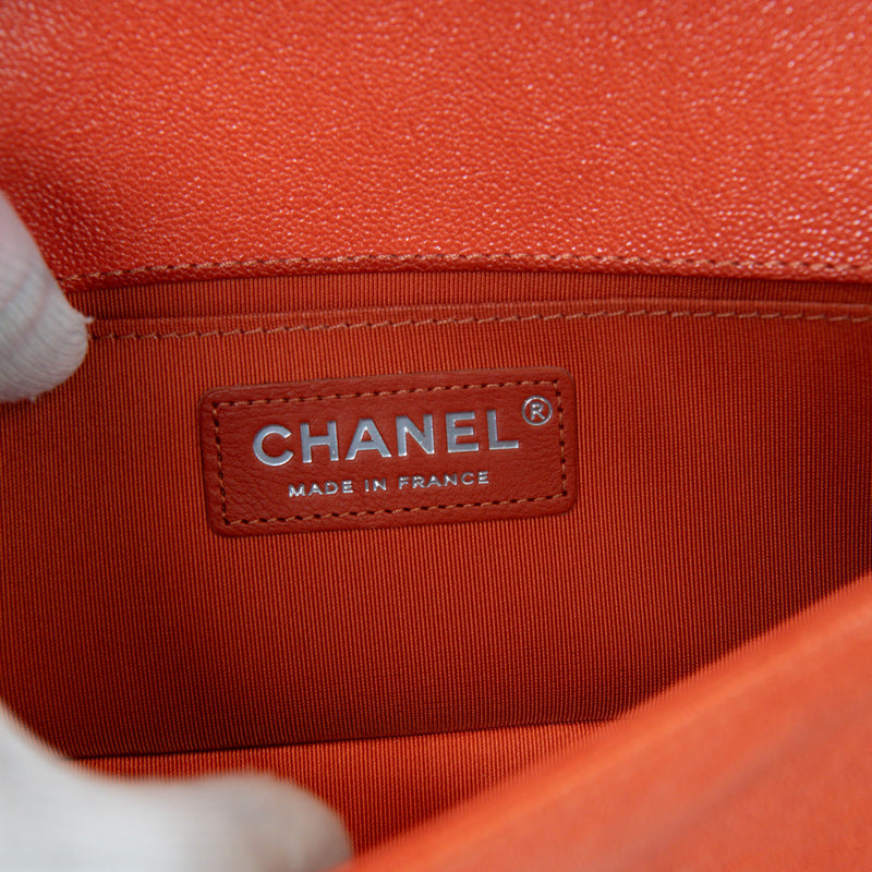 Chanel Orange Caviar Leather Boy Bag Mini Crossbody Bag