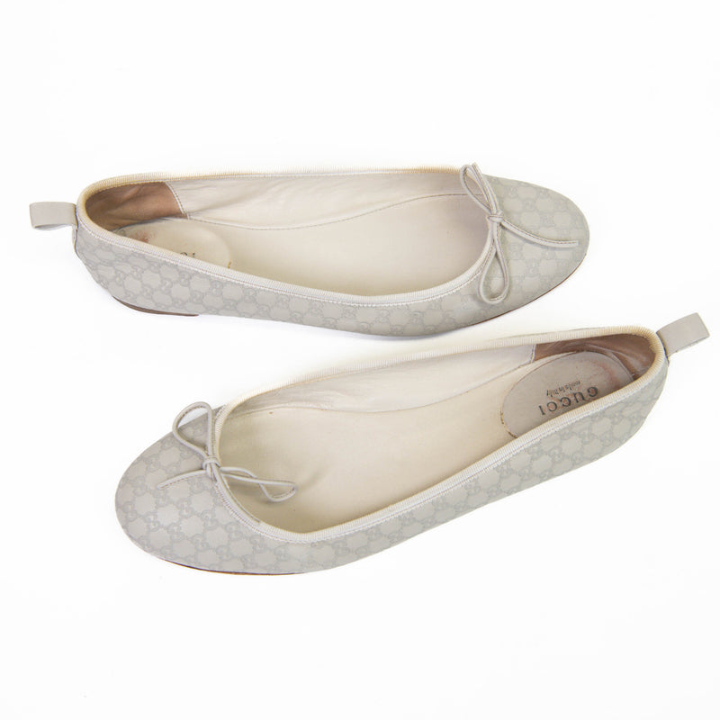 Gucci Grey Guccissima Leather Ballet Flats 38.5