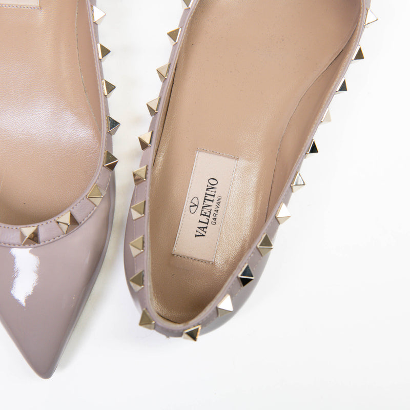 Valentino Garavani Nude Patent Rockstud Ballerina Flats 36