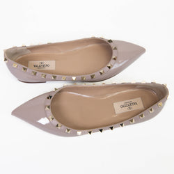 Valentino Garavani Nude Patent Rockstud Ballerina Flats 36