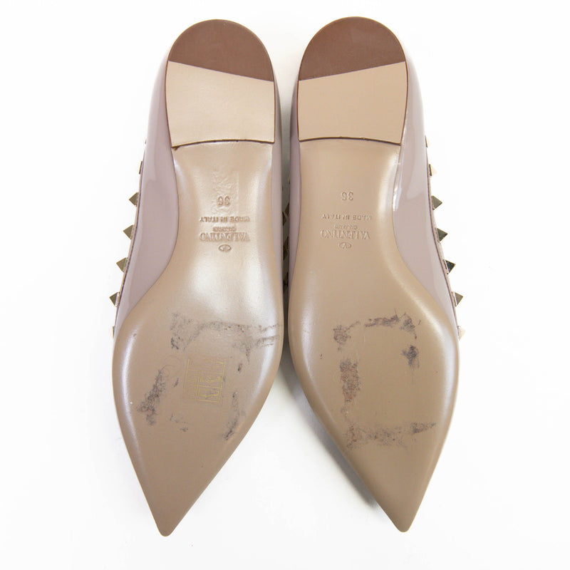 Valentino Garavani Nude Patent Rockstud Ballerina Flats 36