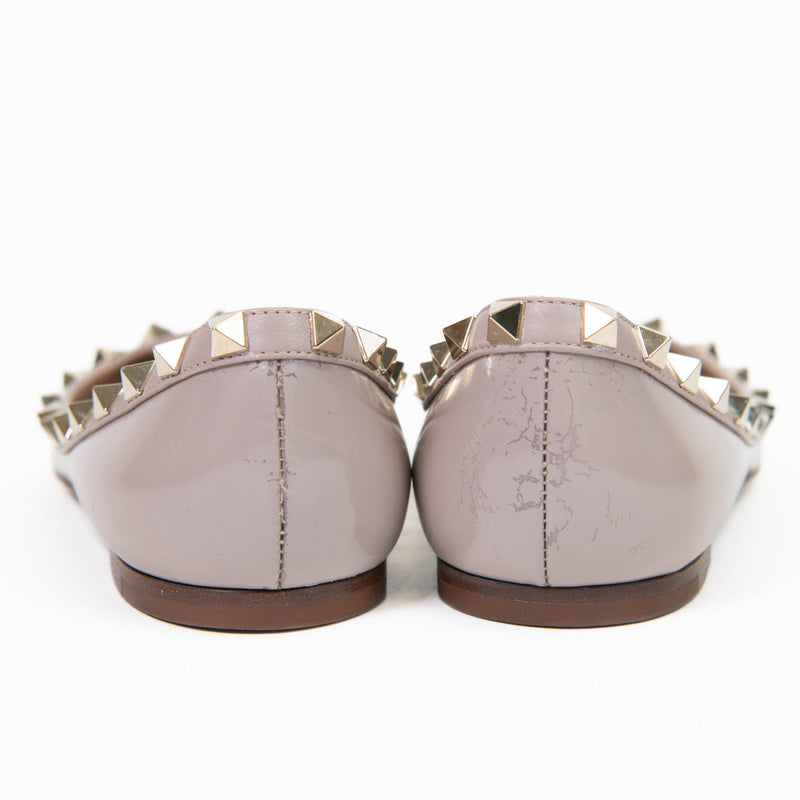 Valentino Garavani Nude Patent Rockstud Ballerina Flats 36