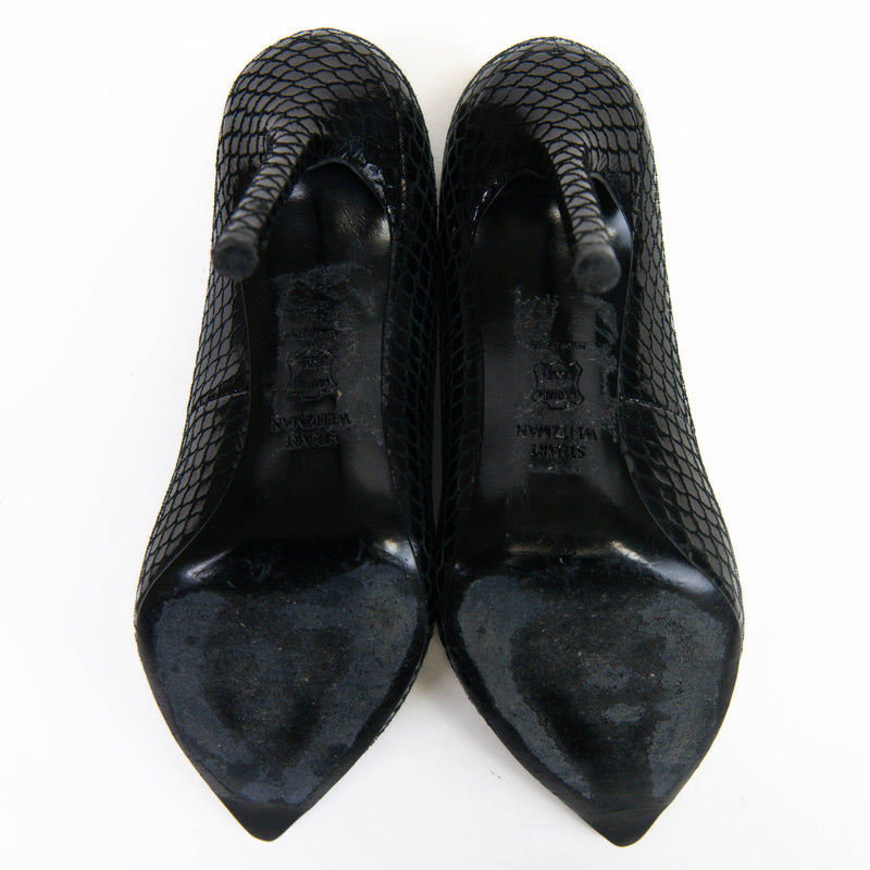 Stuart Weitzman Black Embossed Patent Leather Pumps Size 6