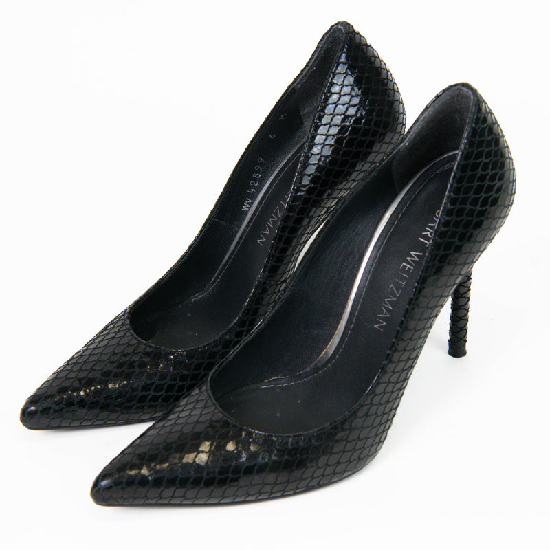 Stuart Weitzman Black Embossed Patent Leather Pumps Size 6