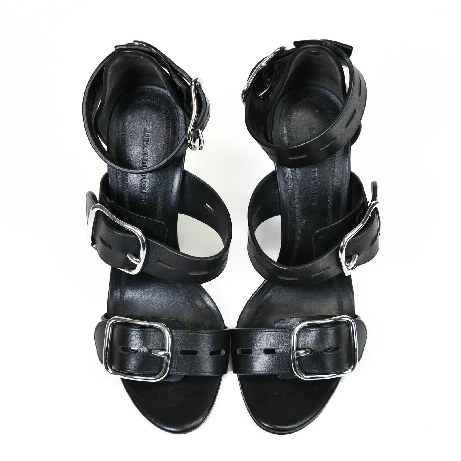 alexanderwang ブラック サンダル　36 Alexander Wang Black Heeled Buckle Sandals Size 36 – On Que