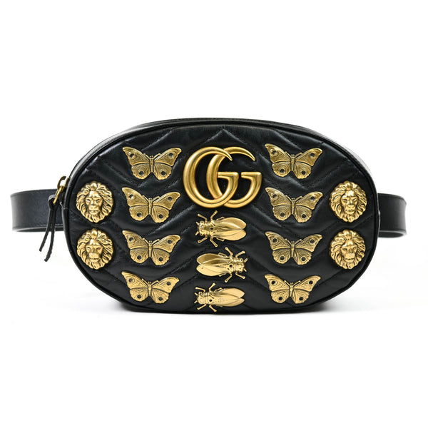 Gucci lack Matelasse Animal Studs GG Marmont Belt Bag