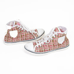 Saint Laurent Pink Malibu Bedford Tweed & Leather Sneakers 39