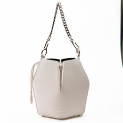 Alexander McQueen Small White Leather Bucket Bag