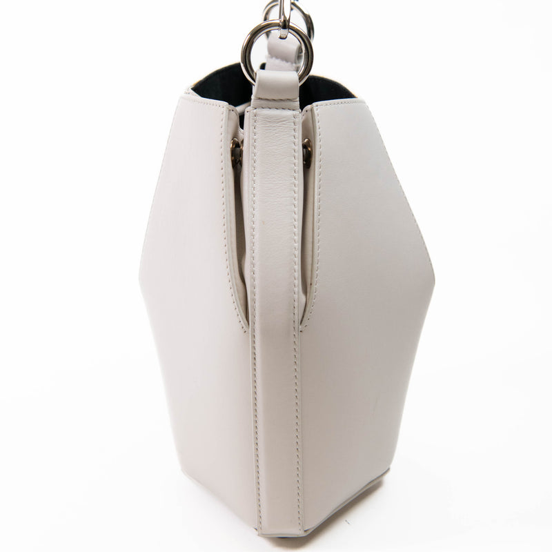 Alexander McQueen Small White Leather Bucket Bag