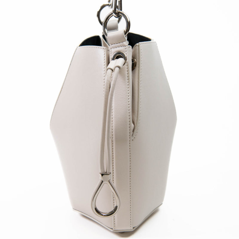 Alexander McQueen Small White Leather Bucket Bag