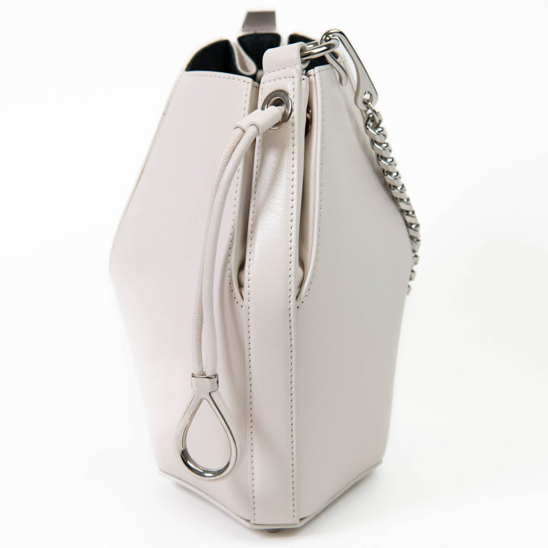 Alexander McQueen Small White Leather Bucket Bag