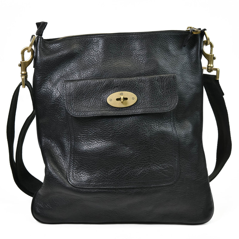 Mulberry Black Natural Grain Calfskin Antony Messenger Crossbody