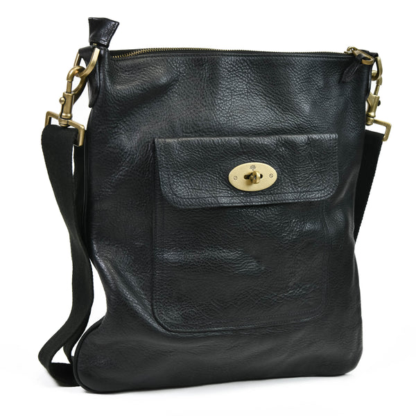 Mulberry Black Natural Grain Calfskin Antony Messenger Crossbody