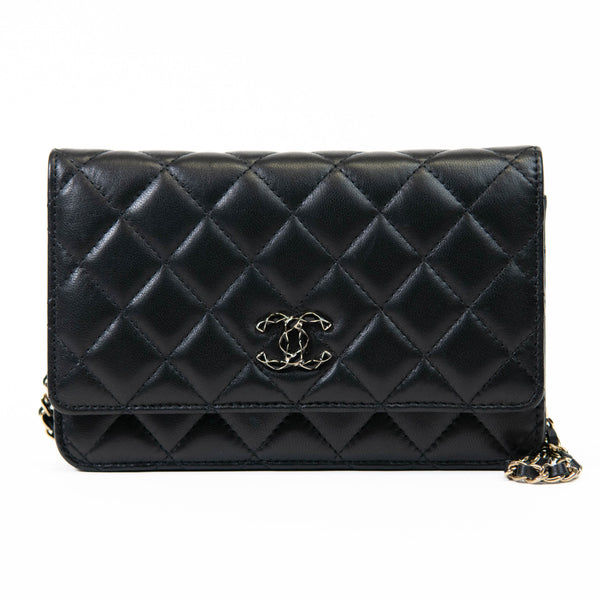 Chanel Black Lambskin Leather 23k Wallet on Chain GHW