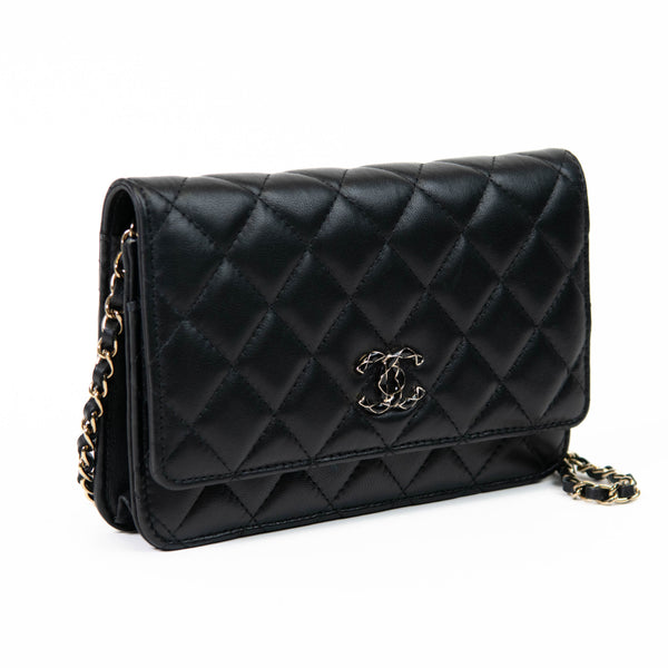 Chanel Black Lambskin Leather 23k Wallet on Chain GHW