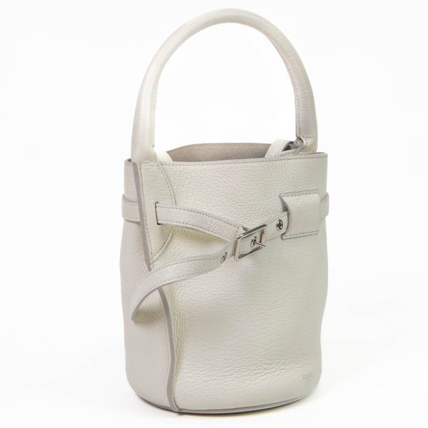 Celine White Supple Grained Calfskin Nano Bucket Bag