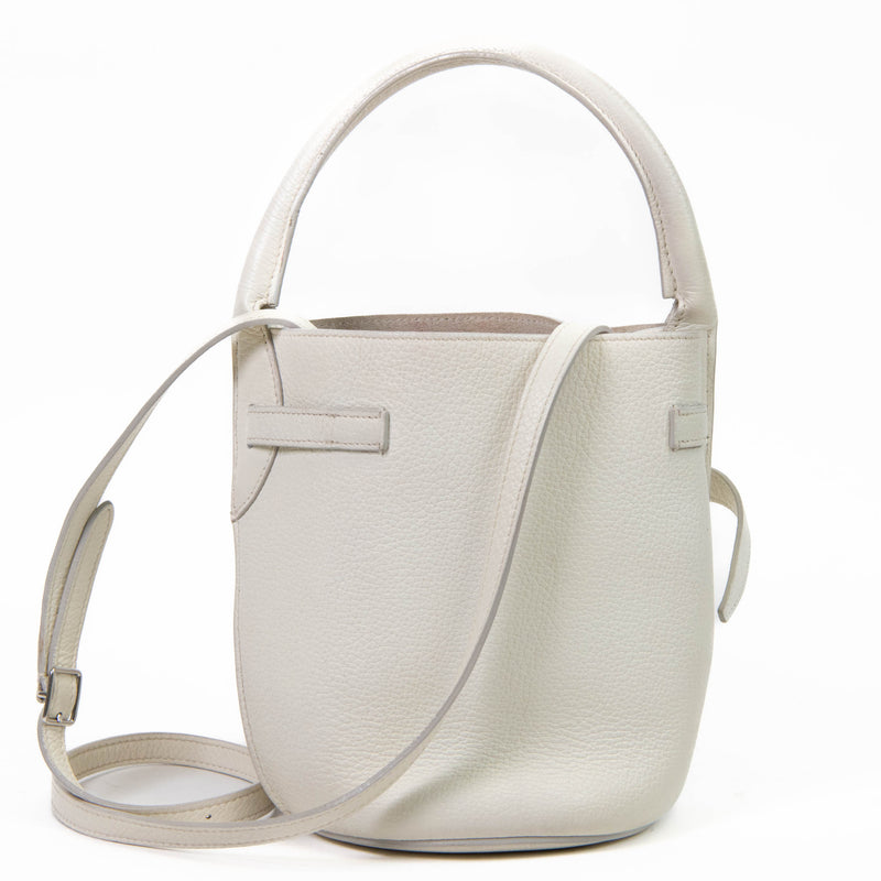 Celine White Supple Grained Calfskin Nano Bucket Bag