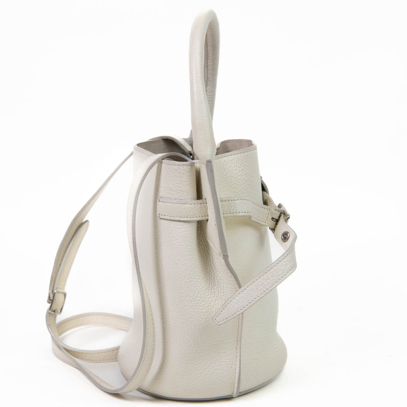 Celine White Supple Grained Calfskin Nano Bucket Bag