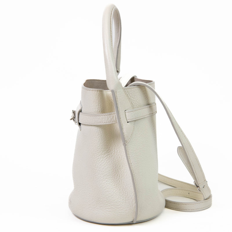 Celine White Supple Grained Calfskin Nano Bucket Bag