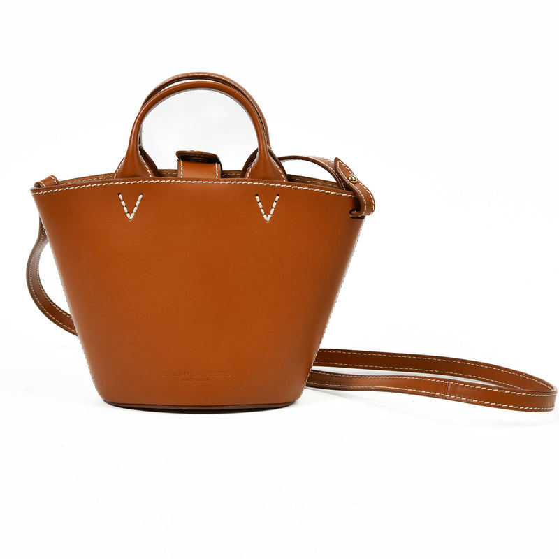 Officina del Poggio ODP Tan Leather Mini Cesta Basket Bag